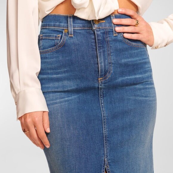 Ramy Brook Madalyn High-Rise Front-Slit Denim Maxi Skirt (Medium Wash Denim) - Picture 5 of 16